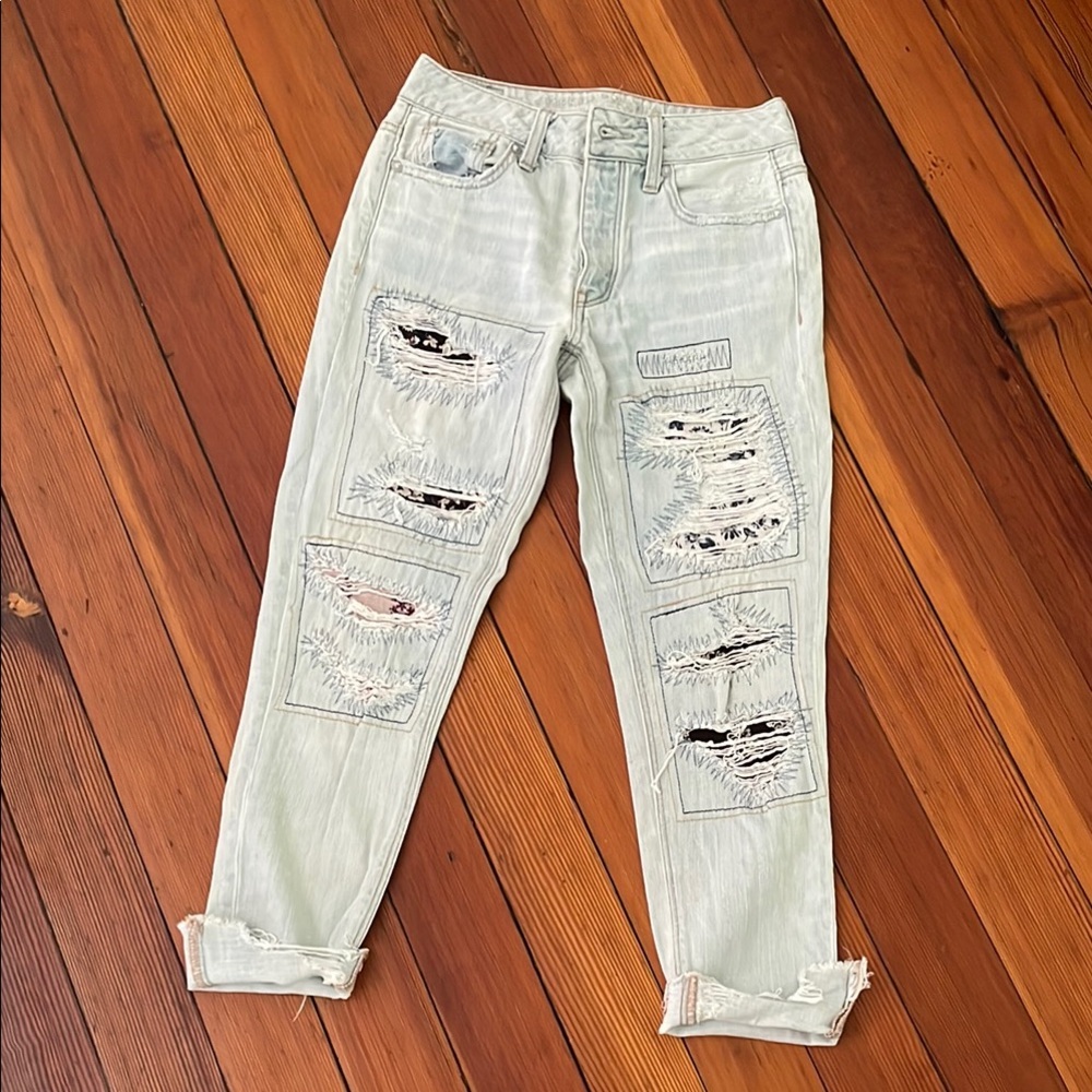 American Eagle Outfitters Tomgirl Patchwork Boho Jeans